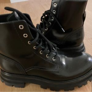 Alexander McQueen combat boots. Never worn size 8 Shiny leather ..